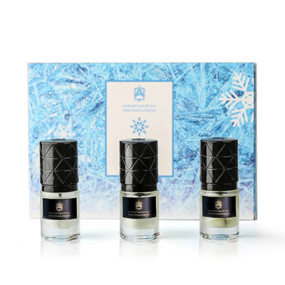 Abdul Samad Al Qurashi Frozen Body Musk Collection – 6ml x 3 perfume oils with Freezy, Flurry, and Frosty.
