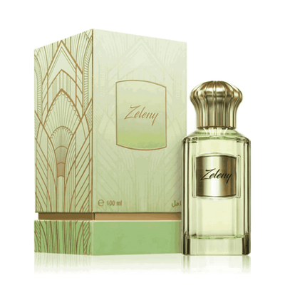 Ahmed Al Maghribi Zeleny perfume bottle and packaging