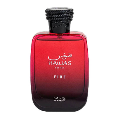 Rasasi Hawas Fire Eau De Parfum 100ml – A fresh and warm unisex fragrance with jasmine, marine, and amber notes.