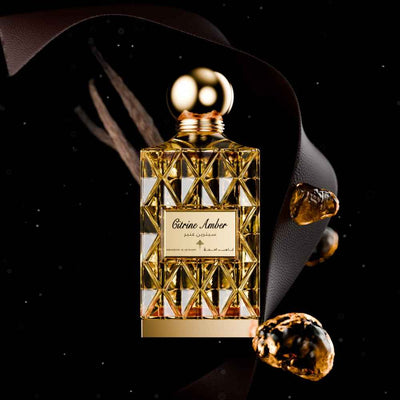 Shop Luxurious Citrine Amber perfume by Ibraheem Al Qurashi with notes of saffron, jasmine, and vanilla