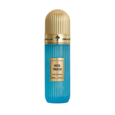Ibraheem Al Qurashi Greek Tobacco Extrait De Parfum – A luxurious floral and tobacco fragrance.