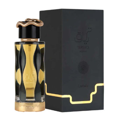 Lattafa Teriaq Intense Eau de Parfum perfume bottle and packaging