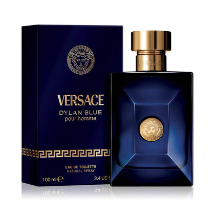 Versace Dylan Blue pour homme perfume bottle and pack aging