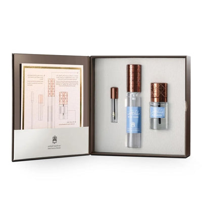 Abdul Samad Al Qurashi Body Musk Set featuring 12ml concentrated perfume oil and 30ml EDP spray bottle on a white background.