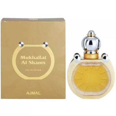 Ajmal Mukhallat Al Shams Eau De Parfum 50ml – A luxurious oriental fragrance with oud, ambergris, and musk.