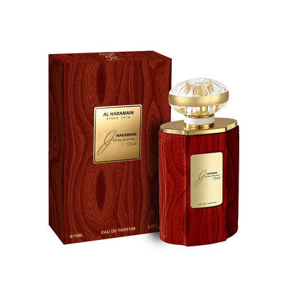 Al Haramain Junoon Oud Eau de Parfum bottle with box