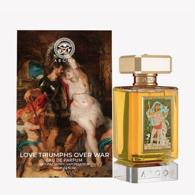 Argos Love Triumphs Over War Eau de Parfum bottle with box