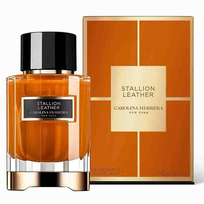 Carolina Herrera Stallion Leather Suede Eau de Parfum bottle with box