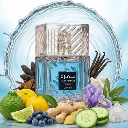 Lattafa Khamrah Waha EDP fresh summer perfume bottle