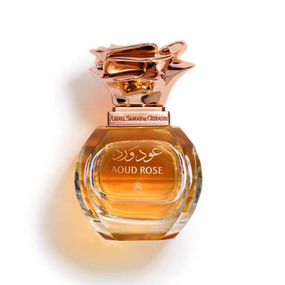 Abdul Samad Al Qurashi Aoud Rose Eau de Parfum 50ml bottle with luxurious floral and oud notes for unisex wear.