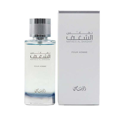 Rasasi Nafaeis Al Shaghaf Pour Homme Eau de Parfum bottle with box
